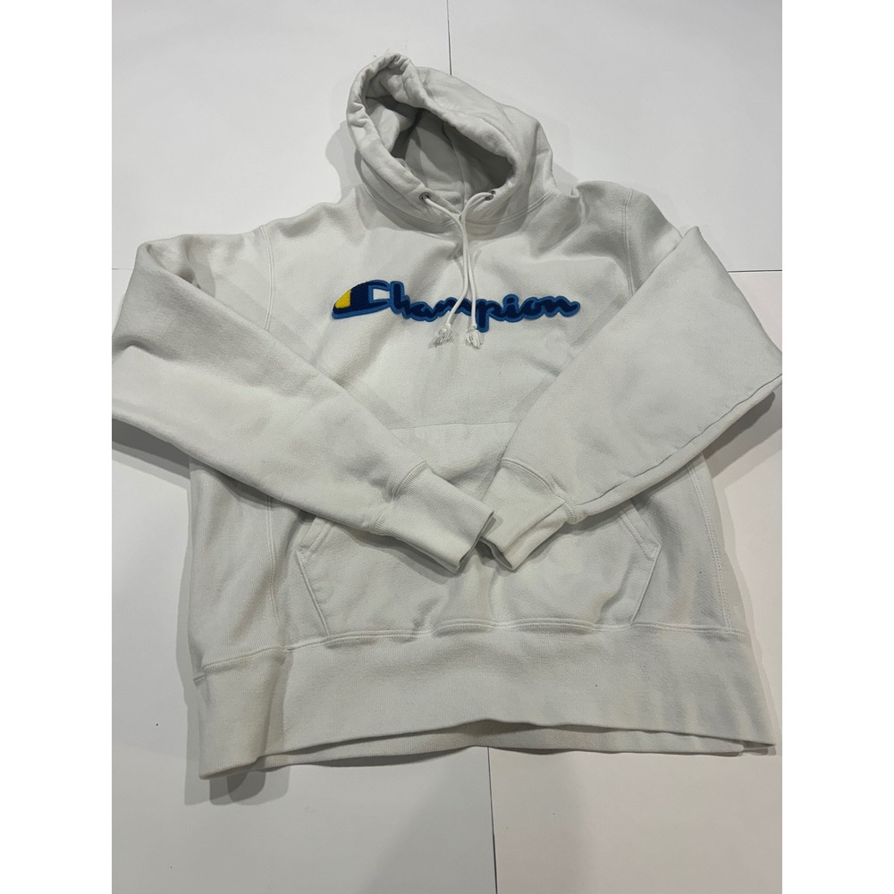 Champion Reverse Weave Hoodie Pullover Sweatshirt Spell Out Logo Medium (331)